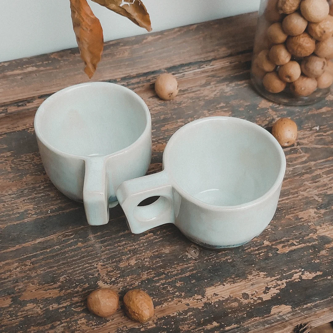 PORCELAIN BOHO CUP PEARL & BROWN JIRA CERAMICS - PORCELANOWA BOHO FILIŻANKA PERŁA & BRĄZ JIRA CERAMICS