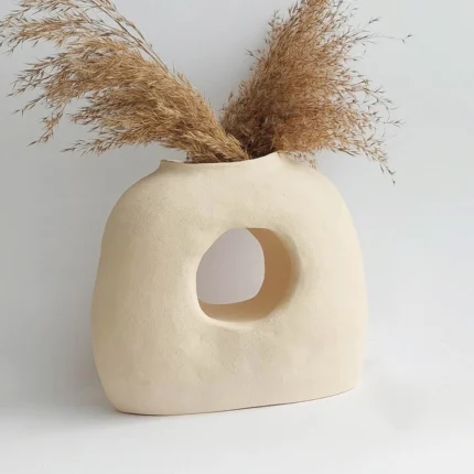 Boho Chic Pottery Flower Decor Vase III Natural Arch