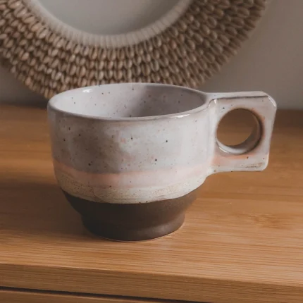 The Purity & Minerals Collection - PORCELAIN GREY PEACH BOHO CUP
